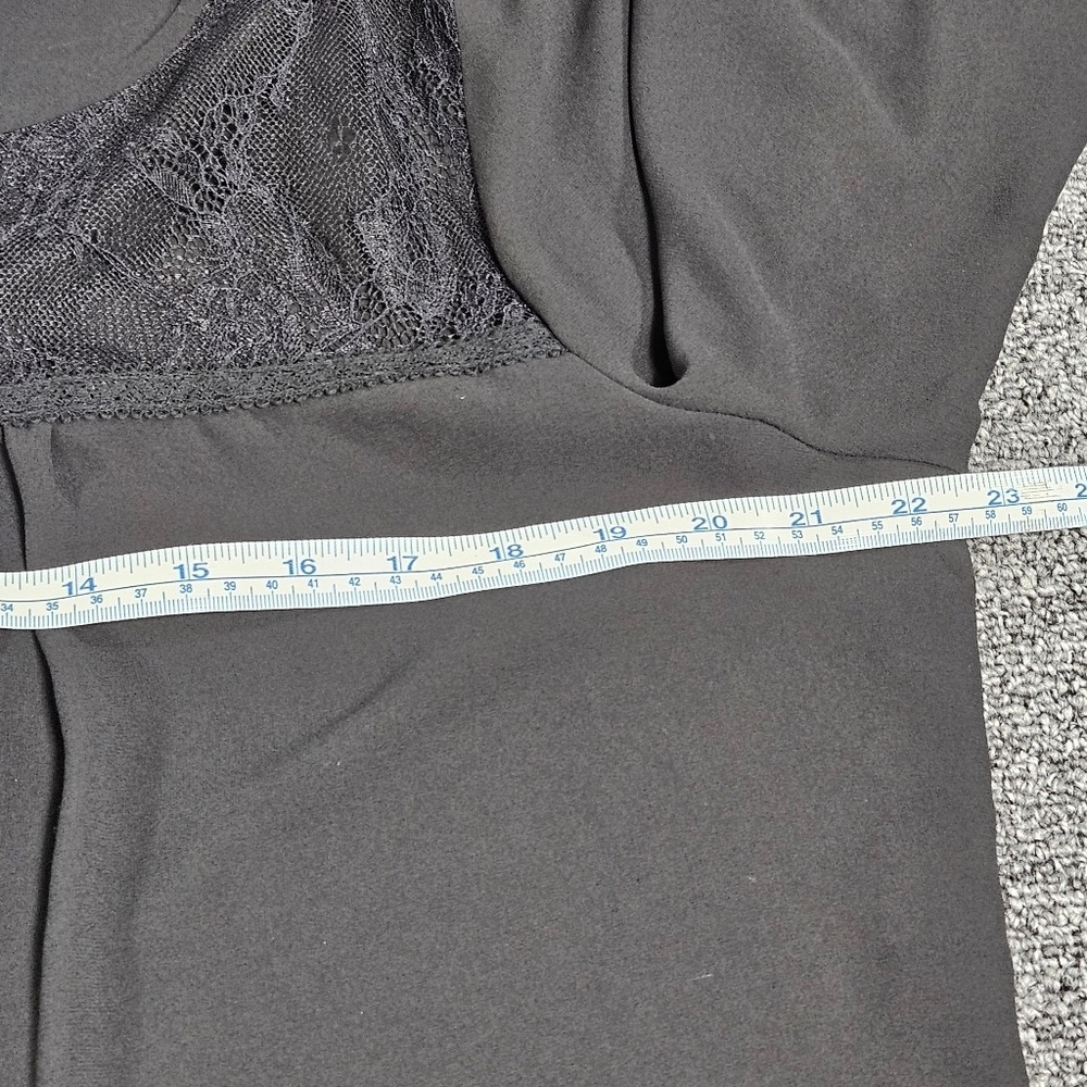 Ann Taylor Loft Womens XL Black Lace Yoke Chiffon Long Sleeve Blouse Top 313965 - Picture 10 of 11